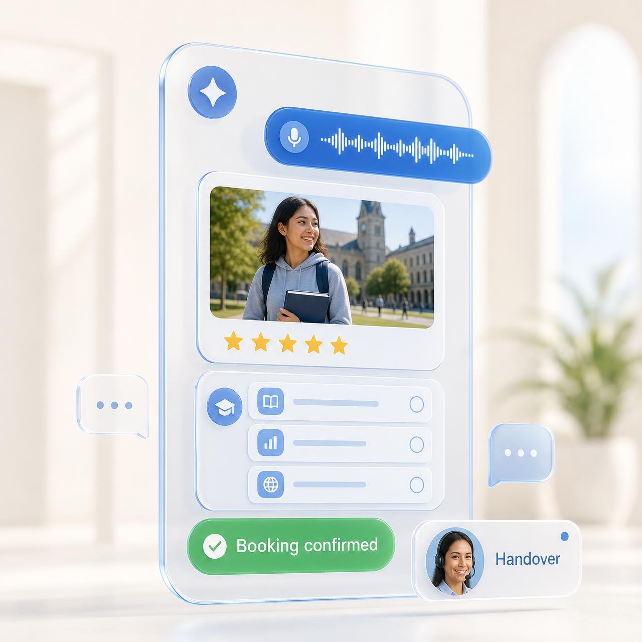 The BBrain conversational booking agent: voice and chat, media recommendations, booking confirmation and human handover